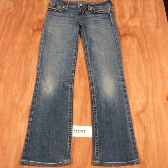MISS ME Irene Boot Cut Embellished Jeans Womens Sz 28 (29) Wide Leg Flared Denim - Picture 5 of 16